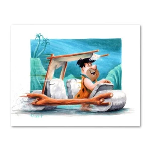 Signed THE FLINTSTONES Car Poster Print Wall Art 11x14 Unframed - Bild 1 von 4