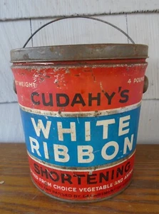 CUAHHY'S White Ribbon 4 lb Shorting Tin collecting, decoration - Picture 1 of 10