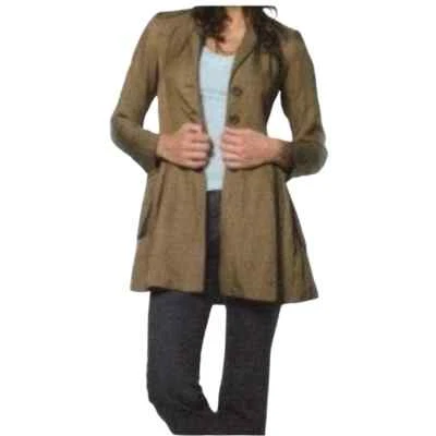 Cabi #840 Treasure Hunter Trench Coat Peplum Hem Button Up Pockets Khaki Brown - Image 1 of 4
