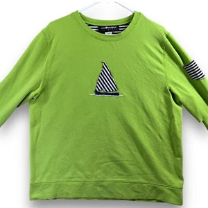 Vintage Sag Harbor Womens Sz XL Sport Green Sweater Green Sailboat Nautical Knit - Picture 1 of 10