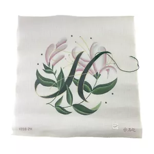 Hand Painted Canvas White Pink Blush Flower Floral Partially Started HA 1008-2H - Picture 1 of 6