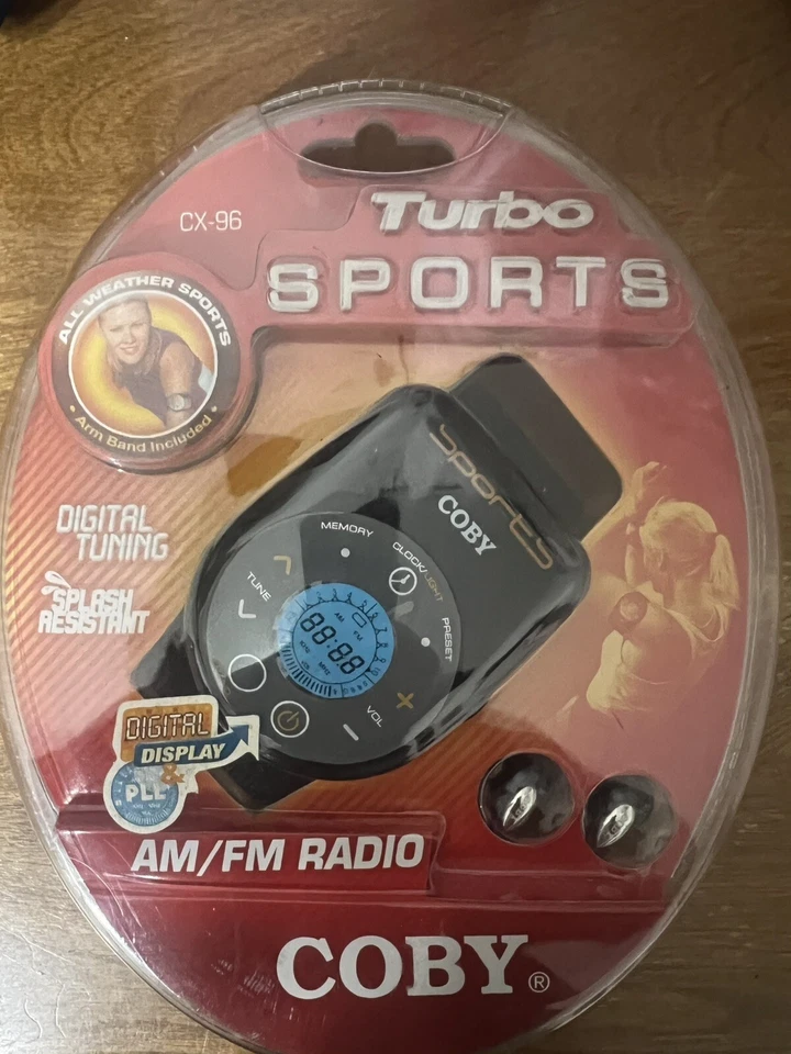 COBY ALL WEATHER SPORT DIGITAL AM/FM RADIO WITH ARM BAND TURBO SPORTS CX-96  - Image 1 of 3