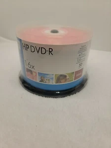 HP DVD-R Spindle 50 Pack 16X / 4.7GB / 120 Min Brand New SEALED - Picture 1 of 5