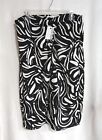 Nine West Women's Black/White Print Side Ruched Midi Skirt (WW24Y301RP)  L /XL