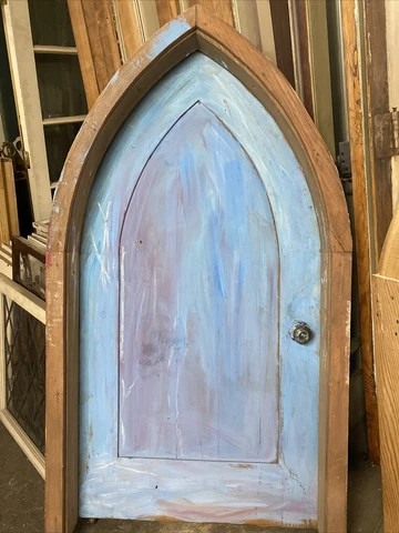 Spanish tudor arced door in frame attic door staircase door Playhouse door 59x32 Cover