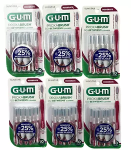 GUM Proxabrush Cleaners MODERATE 10 Each ( 6 pack ) - Picture 1 of 1