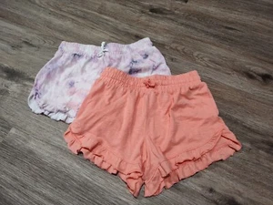 Girls So Shorts Size 12 Lot Of 2, 60% Cotton. Pink & Purple Tie Dye & Coral - Picture 1 of 12
