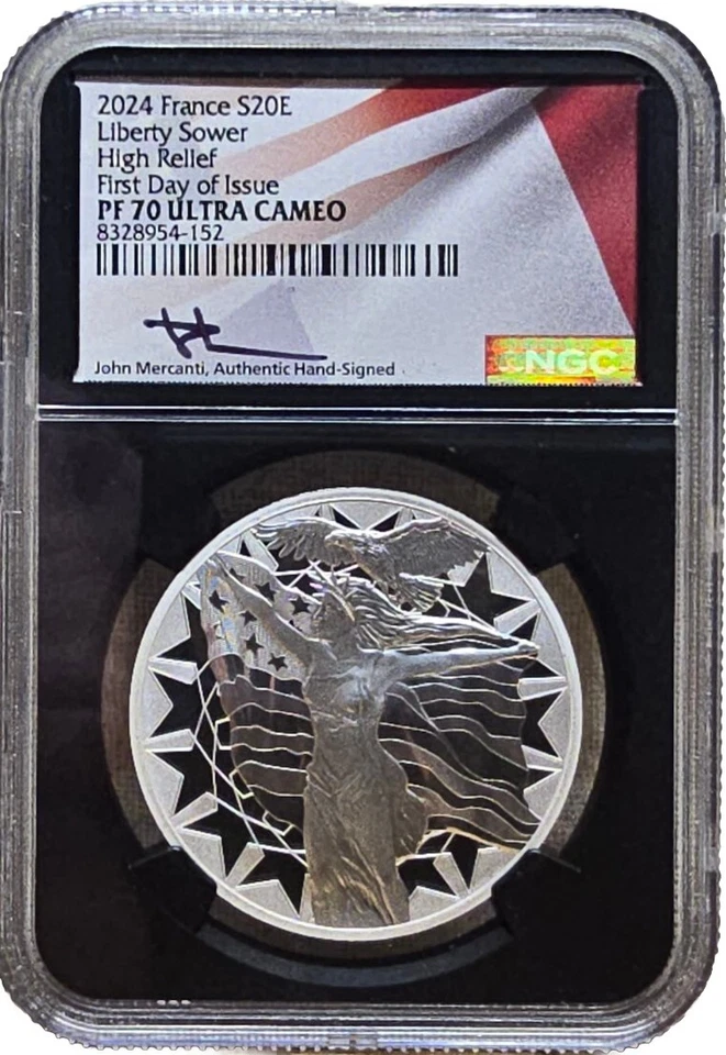 2024 Francia 20€ LIBERTY SOWER 1 OZ Plata Alto Relieve NGC PF70 FDOI MERCANTI  Foto 1 de 2