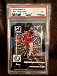 2022-23 Donruss Basketball James Harden #19 Black Holo Laser 1/1 - PSA 9 🔥🏀🤩