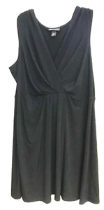 Lane Bryant 22 24 Black Surplice Wrap Stretchy Sheath Midi Dress - Picture 1 of 9