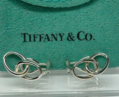 Auténticos Pendientes TIFFANY & Co Elsa Peretti Doble Lazo Plata 925 [Como Nuevos] con Bolsa Foto 1 de 4