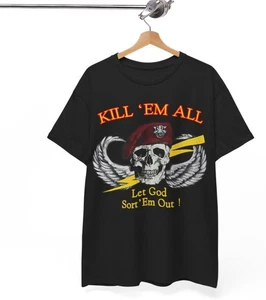 T-SHIRT KILL EM ALL LET GOD SORT EM OUT 1985 nuova con etichetta vintage - Foto 1 di 6
