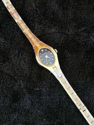 RELOJ CUARZO DIAMANTE INOXIDABLE RELLENO ORO AMARILLO VINTAGE DAMAS BATERÍA NUEVA Foto 1 de 4