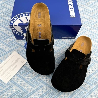 New Birkenstock Boston Soft Footbed Black Suede Leather Wide/Narrow/unisex/EU - Image 1 of 4