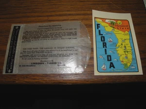 1940er Vintage Reise Wasser Transfer Aufkleber-FLORIDA Sonnenschein Lindgren Turner - Bild 1 von 3