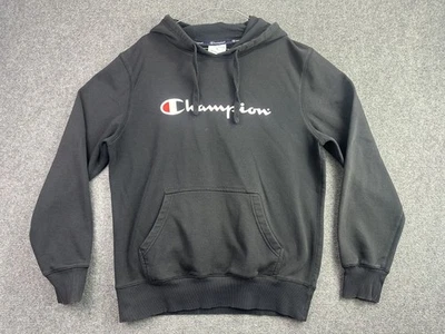 Champion Hoodie Sweatshirts Mens Medium Black Pullover Fleece Jumper - image 1 of 4