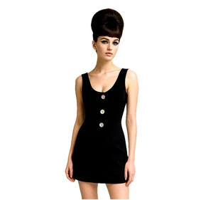 Traje de baño pequeño vintage de una pieza festoneado modesto negro de los años 60 para mujer - Imagen 1 de 4