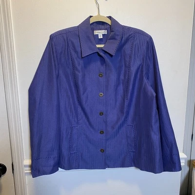 Chaqueta Minimalista Coldwater Creek Texturizada Púrpura Botón Clásica A Medida W22 Foto 1 de 4