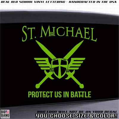 St. Michael Vinyl Decal Sticker Religious Christian Catholic Saint PROTECT US - Image 1 of 4
