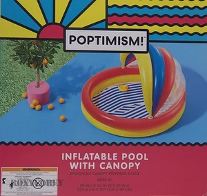 Poptimism! Inflatable Swimming Kiddie Pool w/ Removable Canopy Shade 59x54x39 - Picture 1 of 1