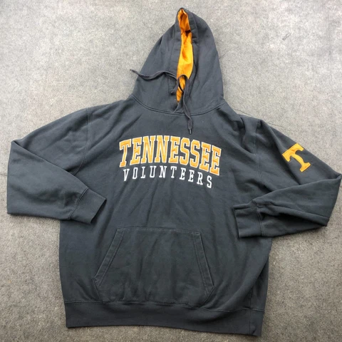 Tennessee Volunteers Hoodie Men XL Gray Orange Embroidered Spell Out Fleece Cover