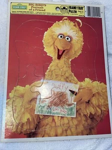 1986 Sesame Street Big Bird’s Portrait of a Friend Snuffy Puzzle Frame Tray M - Picture 1 of 3