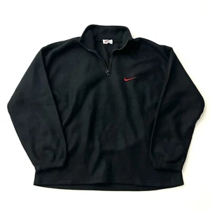 Vintage 80s Nike Sherpa 1/4 Zip Authentic Black Fleece Made In USA -Men’s Large - Picture 1 of 6