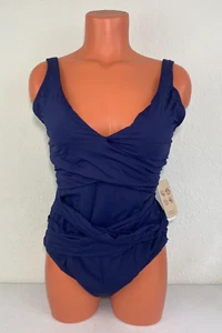 Tommy Bahama Womens Pearl Scoop Back Underwire One Piece Swimsuit Navy Size 12 - Picture 1 of 3