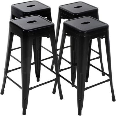 Metal Bar Stools Set of 4 Counter Height Barstool Stackable Barstools - Image 1 of 4