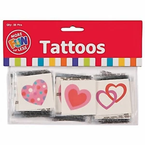 Fun Heart Temporary Tattoos 36CT - Picture 1 of 1