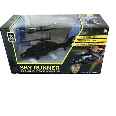 US Army Sky Runner 3.5 Channel Gyro RC Black Helicopter Remote Control - Image 1 of 4