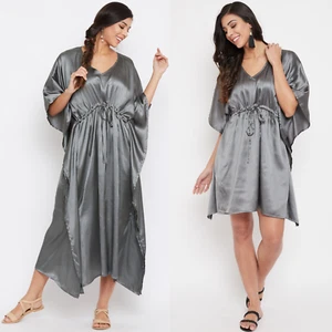 Gypsie Blu Women Satin Nightgown Ladies Nightwear Sleepwear Robes Maxi Dress Set - Picture 1 of 11