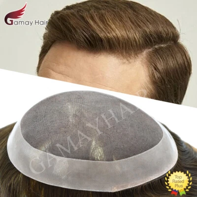 Toupee for Men Hairpiece Fine Mono Mens Wig Poly Skin Pu Hair Replacement System - Image 1 of 4