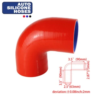 90 Degree 3-Ply Elbow Coupler Silicone Hose 2.5" 63.5mm For Turbo / Intercooler - Picture 1 of 9