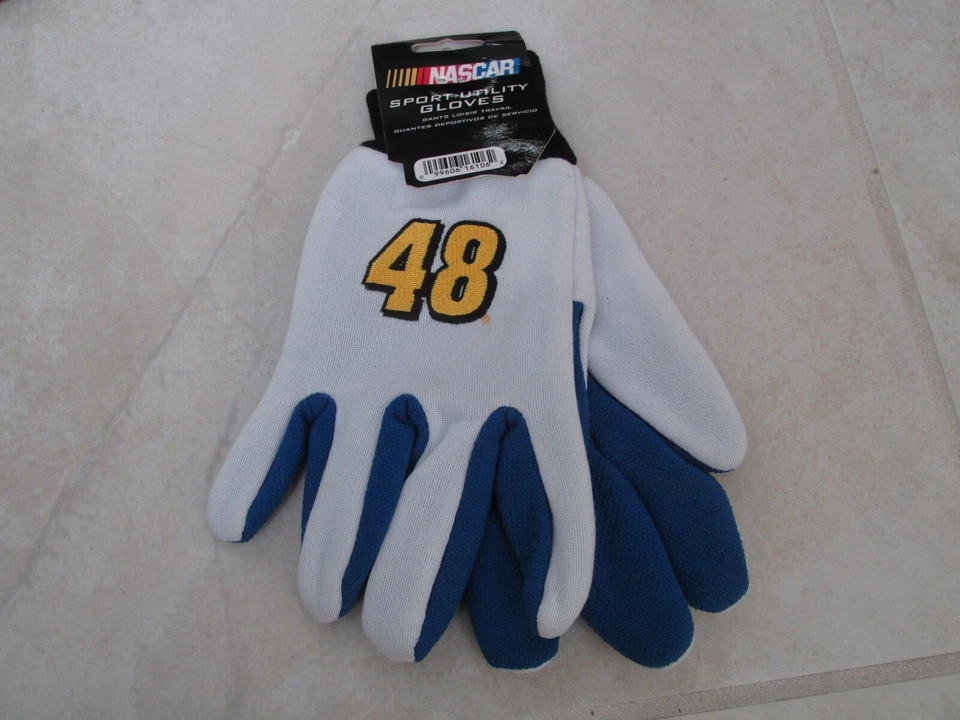 NUEVOS GUANTES DE TRABAJO NASCAR JIMMIE JOHNSON #48 DEPORTIVOS UTILITARIOS AMARILLOS NEGROS JARDÍN  Foto 1 de 2