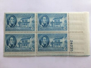 US 1950 USA Scott# 996 Indiana William Harrison Gov Vincennes Block 4 MNH - Picture 1 of 2