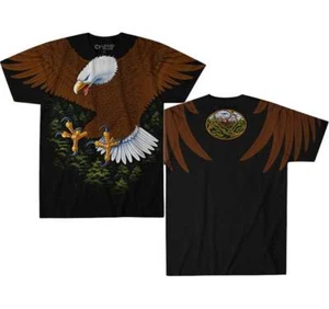 Vintage Flying Weißkopfseeadler Natur Wälder Bäume American Patriotic T-Shirt 31180 - Bild 1 von 3