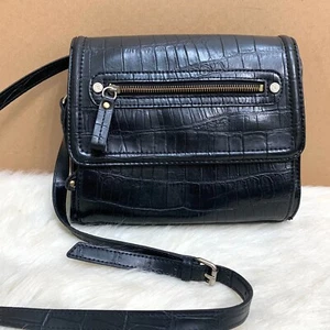 Bandolera organizadora de cuero vegano en relieve cocodrilo negro LIZ CLAIBORNE - Imagen 1 de 18