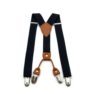 Clips Suspenders 4 Clips Elastic Adjustable Braces Mens Womens Unisex Clip-on - Image 1 of 4