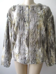 MANGO GRAY & BEIGE MIX FAUX FUR COAT JACKET SIZE L - NWT - Bild 1 von 8