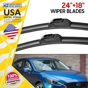 Replac Fit OEM Windshield Wiper Blades 24" & 18" Front Rear Set Natural Rubber - Picture 1 of 14