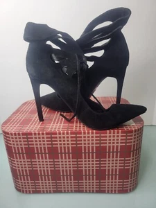 Jeffrey Campbell Black Suede Leather Lace Up Stiletto Pump  Size 10 - Picture 1 of 12