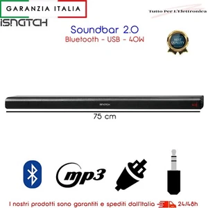 Soundbar 2.0 Bluetooth 40w Usb,rca 75x58x60 ISNATCH 04400250 - Foto 1 di 1