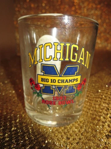 Michigan Wolverines 1993 Rose Bowl Big 10 Football Shot Glass NEW Vintage Cover