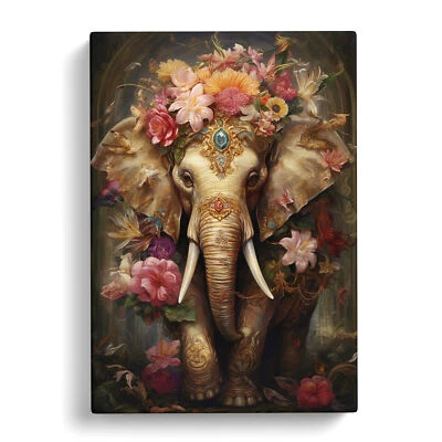 Elephant Baroque Canvas Wall Art Print Framed Picture Decor Living Room Bedroom - Image 1 of 4