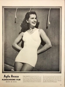 Agfa Ansco Plenachrome Film Woman White One Piece Swimsuit Vintage Print Ad 1942 - Picture 1 of 6