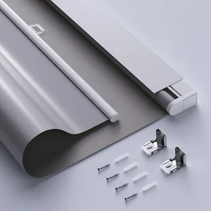 BlinDecor 100% Blackout Roller Window Shades Valance Covered Blinds Grey - Picture 1 of 6