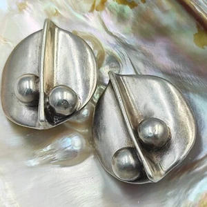 Pendientes de clip de diseñador Sidney Carron Paris joyería de diseñador vintage años 80 - Imagen 1 de 15