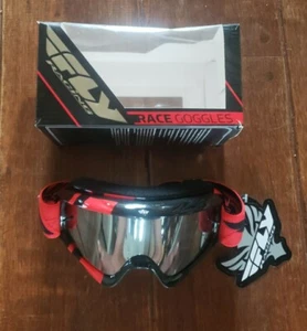 Fly Racing Zone Adult Goggles Black/Red Chrome/Clear Lens NEW - Picture 1 of 6