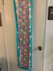 Lilly Pulitzer+Ford-2004 Oblong Floral Silk Scarf-Breast Cancer 56 x 12"/SURGERY - Bild 1 von 6